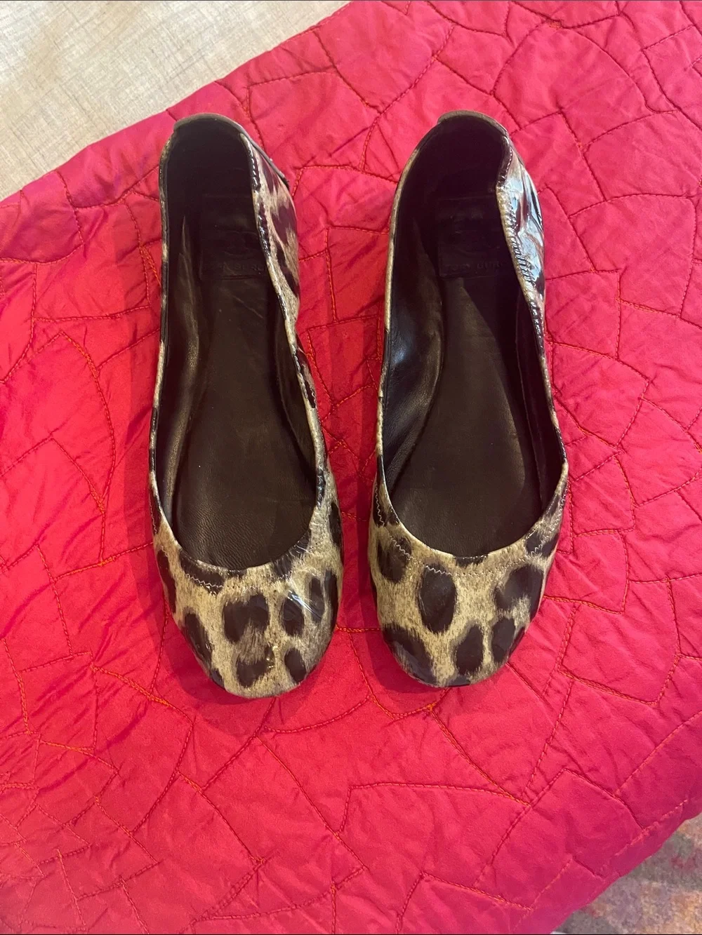Tory Burch Leopard Print Ballet Flats in Brown and Black